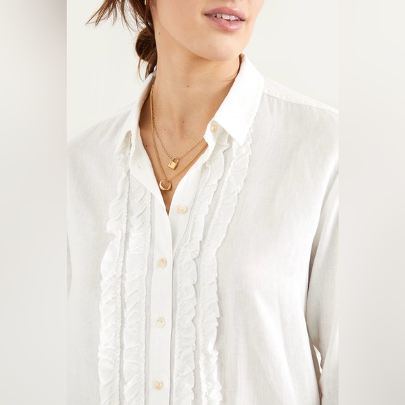 Pilcro linen blend ruffle front button down shirt - Picture 9 of 9